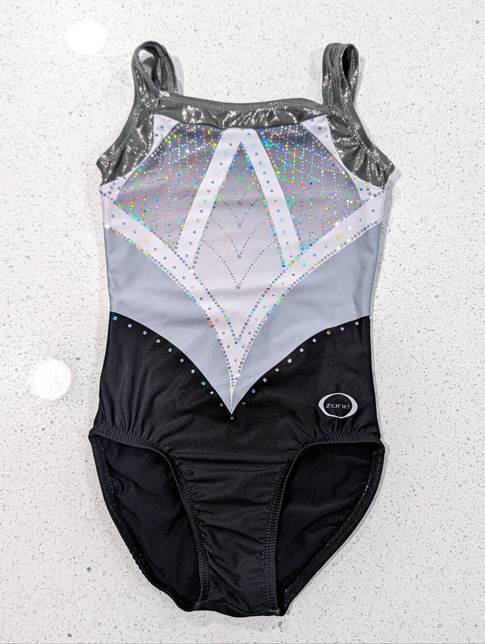 COMPETITION TEAM Ozone gymnastics Leotard Extra Small Silver Mystique SEQUINS
